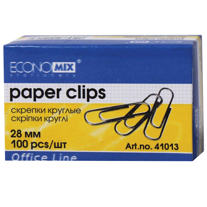 Скріпки ECONOMIX (E41013) 28 мм, круглі, нікельовані, 100 шт.